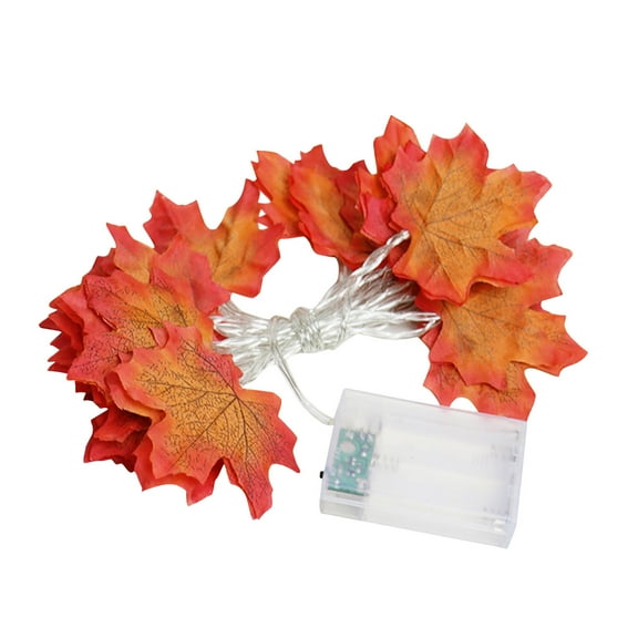 2-Pack Maple Leaf LED String Lights, 20ft Battery-Operated Autumn Decor for Thanksgiving, Christmas Trees & Indoor/Outdoor Parties (40 Warm White LEDs)