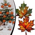 thumbnail image 1 of 2 Pack Maple Leaf Stained Glass Suncatcher, 4.7 x 5.9 Inch Fall Leaf Window Hanging Ornament, Autumn Thanksgiving Harvest Party Decor and Gift, 1 of 7