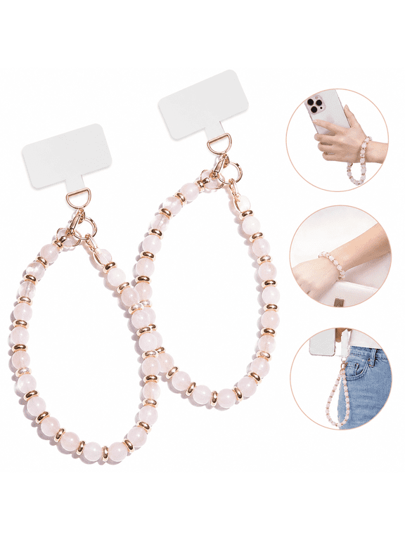 2-Pack Marble Beaded Phone Wrist Strap, Detachable Phone Lanyard, Phone Charm Wrist Strap, Beaded Lanyard, Phone Keychain Wristlet with Tether Tab, Anti-Lost Accessories for Daily Shopping & Travel