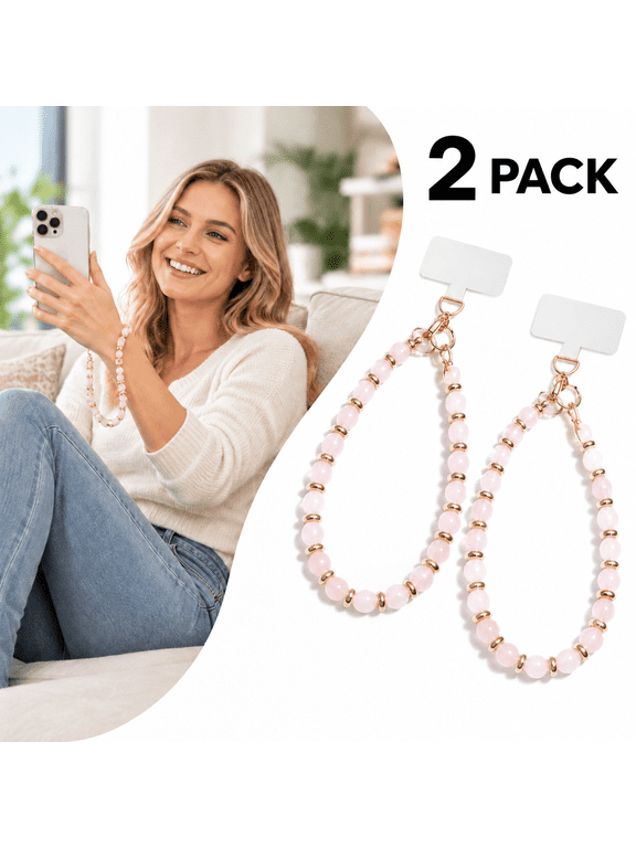 2-Pack Marble Beaded Phone Wrist Strap, Detachable Phone Lanyard, , Beaded Lanyard, Phone Keychain Wristlet with Tether Tab, Anti-Lost Accessories for Daily Shopping & Travel