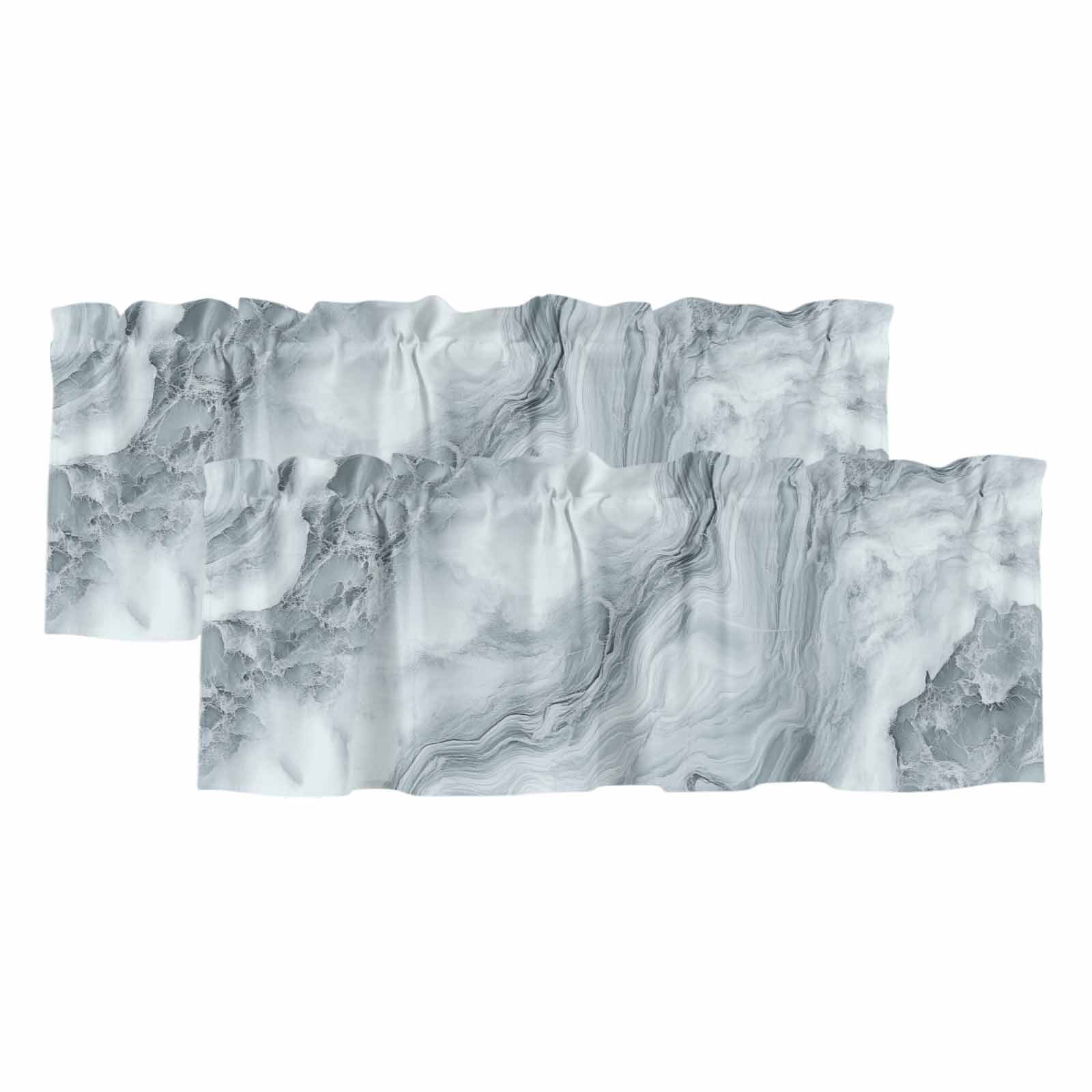 2 Pack Marble Texture Valance for Window Abstract Grey White Gradient ...