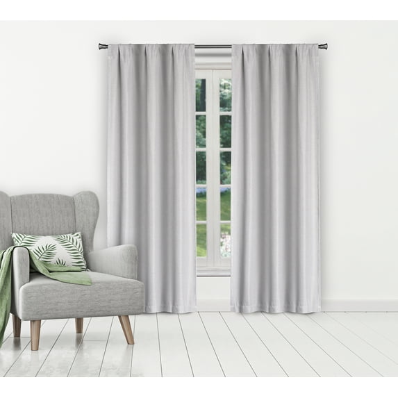 2-Pack Marcella Linen Look Blackout Pole Top Pair 38 In. W X 84 In. L In Silver
