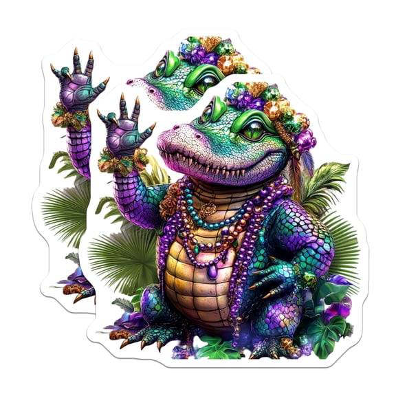 (2 Pack) Mardi Gras Gator Magnets - Alligator Celebration Fridge Magnets - Party Decoration - 5" On Longest Side - Premium Magnet - for Cars, Refrigerators, Toolboxes, Lockers - Made in USA - MAG15975