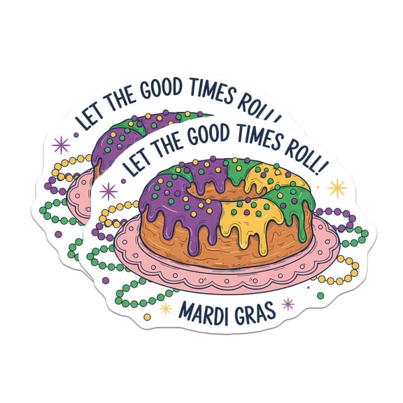 (2 Pack) Mardi Gras King Cake Magnets - Let The Good Times Roll - Carnival Party Decor - 5" On Longest Side - Premium Magnet - for Cars, Refrigerators, Toolboxes, Lockers - Made in USA - MAG15860