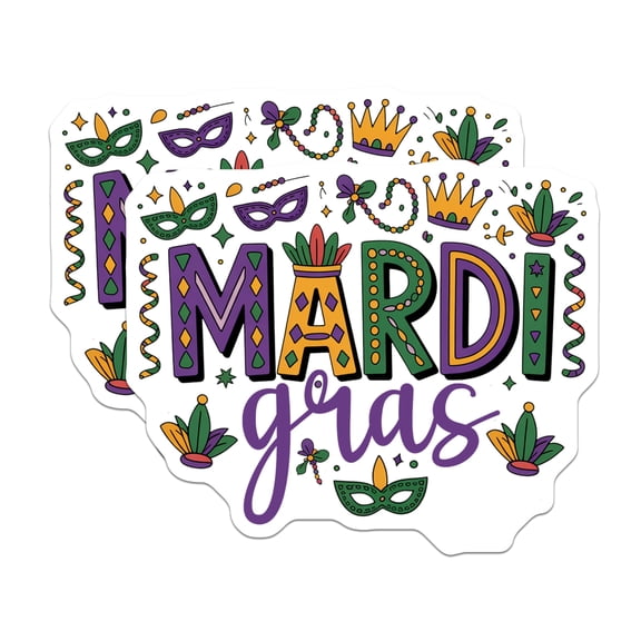 (2 Pack) Mardi Gras Magnets - Carnival Celebration Decor - New Orleans Party Favors - 5" On Longest Side - Premium Magnet - for Cars, Refrigerators, Toolboxes, Lockers - Made in USA - MAG16772