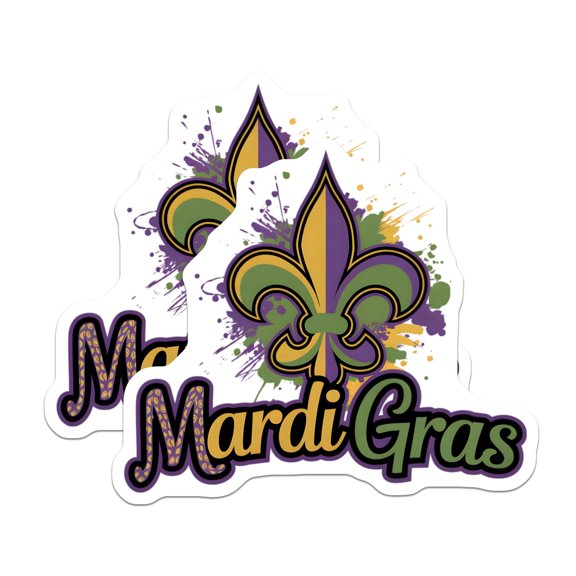 (2 Pack) Mardi Gras Magnets - Fleur De Lis - Carnival Celebration Decor - 5" On Longest Side - Premium Magnet - for Cars, Refrigerators, Toolboxes, Lockers - Made in USA - MAG14915