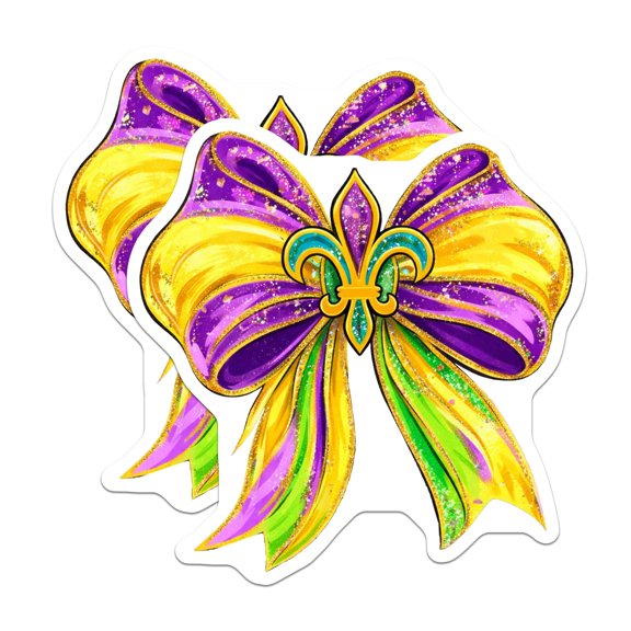 (2 Pack) Mardi Gras Magnets - Fleur de Lis - New Orleans Fridge Decor - 5" On Longest Side - Premium Magnet - for Cars, Refrigerators, Toolboxes, Lockers - Made in USA - MAG16944