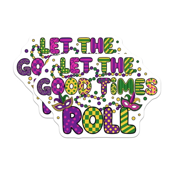 (2 Pack) Mardi Gras Magnets - Let The Good Times Roll - Carnival Party Decor - 5" On Longest Side - Premium Magnet - for Cars, Refrigerators, Toolboxes, Lockers - Made in USA - MAG15499