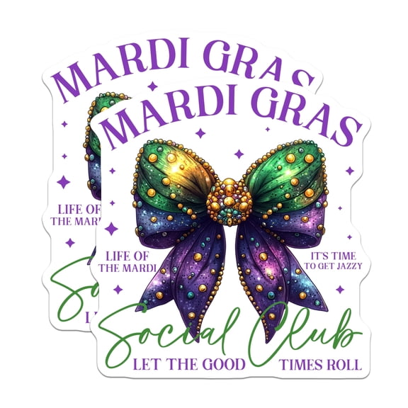(2 Pack) Mardi Gras Social Club Magnets - Let The Good Times Roll - Festive New Orleans Decor - 5" On Longest Side - for Cars, Refrigerators, Toolboxes, Lockers - Made in USA BMCS3404