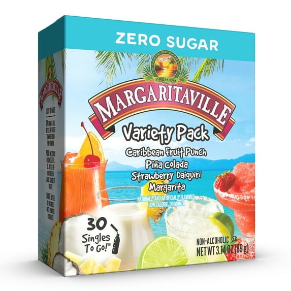 (2 Pack) Margaritaville Sugar-Free Powdered Drink Mix Singles-To-Go Variety Pack, 30 Count Packets