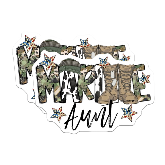 (2 Pack) Marine Aunt Magnets - Military Family Support - Patriotic USMC Pride - 5 Inches On Longest Side - Thick Durable Magnet - Made in USA - MAG23296