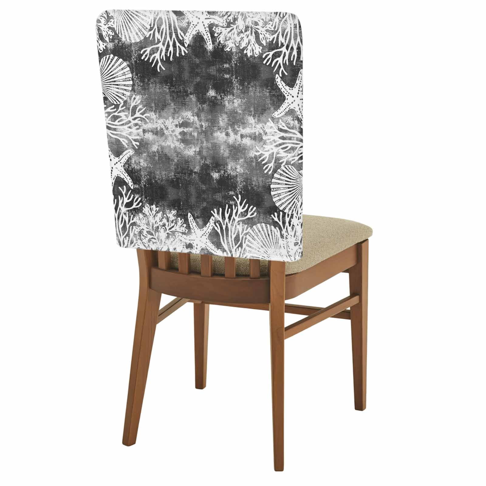 2 Pack Marine Life Chair Back Covers Nautical Gray White Coral Starfish ...
