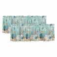 thumbnail image 1 of 2 Pack Marine Life Valance for Window Blue Shell Starfish Coral Eucalyptus Leaves Green Background Kitchen Valance Rod Pocket Short Curtain Topper Decorative Window Treatment for Living Room 60"x18", 1 of 9