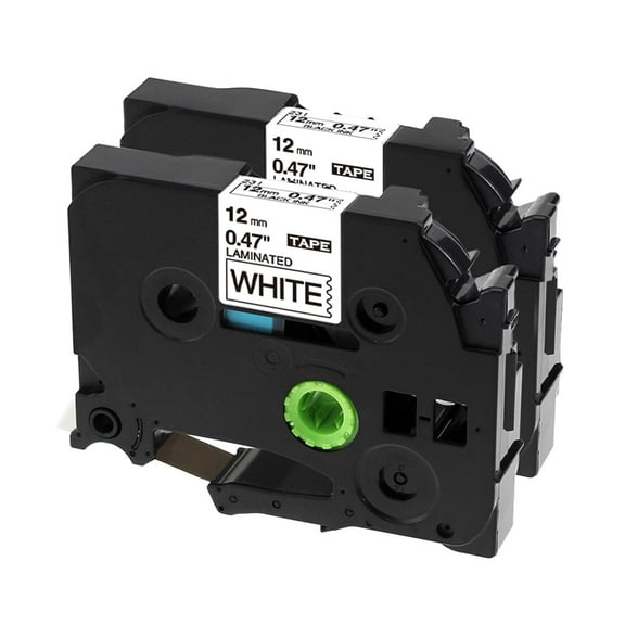 2 Pack MarkDomain Compatible Label Tape Replacement for Brother TZe-231 TZ-231 Standard Laminated Black on White 0.47" x 26.2'(12mm x 8m)