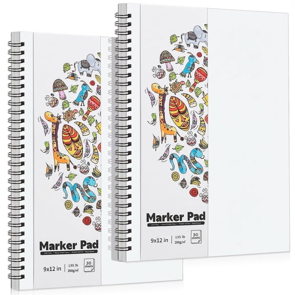 2-Pack Marker Paper Sketchbook pad, 30 Sheets 8.38.9in Double Sided Bleedproof Sketch Pad  Alcohol Marker Paper for Adults & Teens