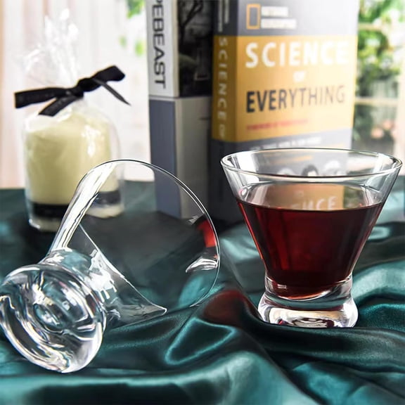 2 Pack Martini Glasses, 8 Ounce Crystal Cocktail Glasses, Martini Drinking Glasses, Hand Blown Stemless Cocktail Glassware for Bar, Martini, Cosmopolitan, Manhattan, Gimlet, Pisco Sour, Brandy