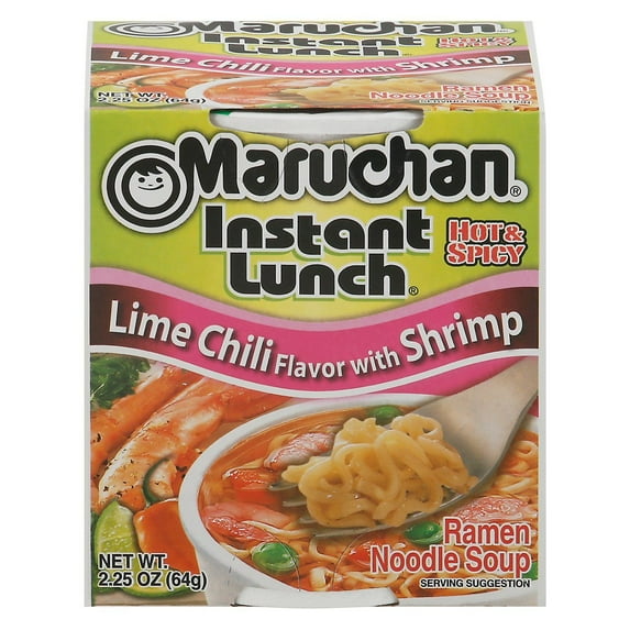 2 Pack - Maruchan Instant Lunch Lime Chili Flavor with Shrimp - 2.25 oz Packaging may vary