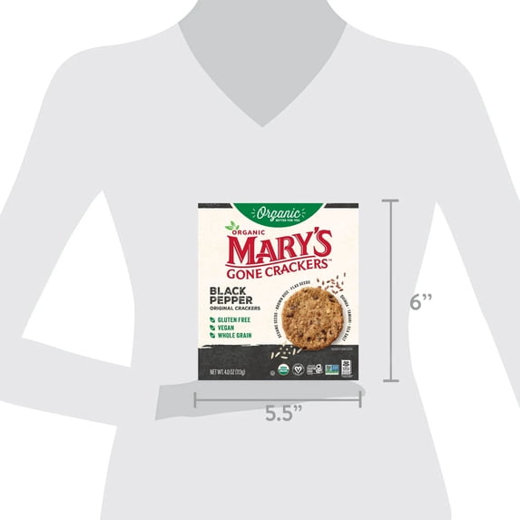 2 Pack Mary’s Gone Crackers Original Organic, Gluten Free Black Pepper Crackers, 4 oz