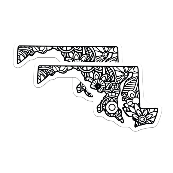 (2 Pack) Maryland Map Magnets - Floral State - Home Decor Accent - 5" On Longest Side - Premium Magnet - for Cars, Refrigerators, Toolboxes, Lockers - Made in USA - MAG18135