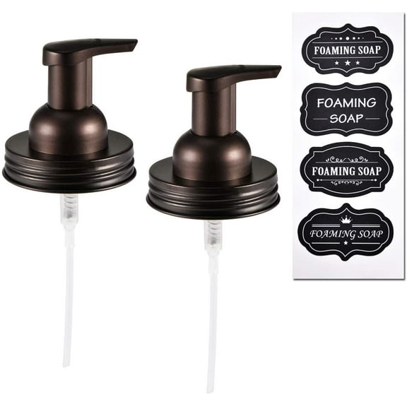 2 Pack Mason Jar Foaming Soap Dispenser Lids for Standard Mouth, Foaming Soap Dispenser Pump Replacement for Hand Sanitizer, Bath Liquid, Facial Cleansing Foam, Makeup Remover Water - Bronze