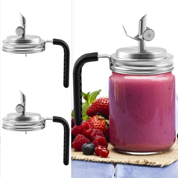 2 Pack Mason Jar Lids Wide Mouth Pour Spout Flip Cap Lids Leak Proof Airtight for Food Storing