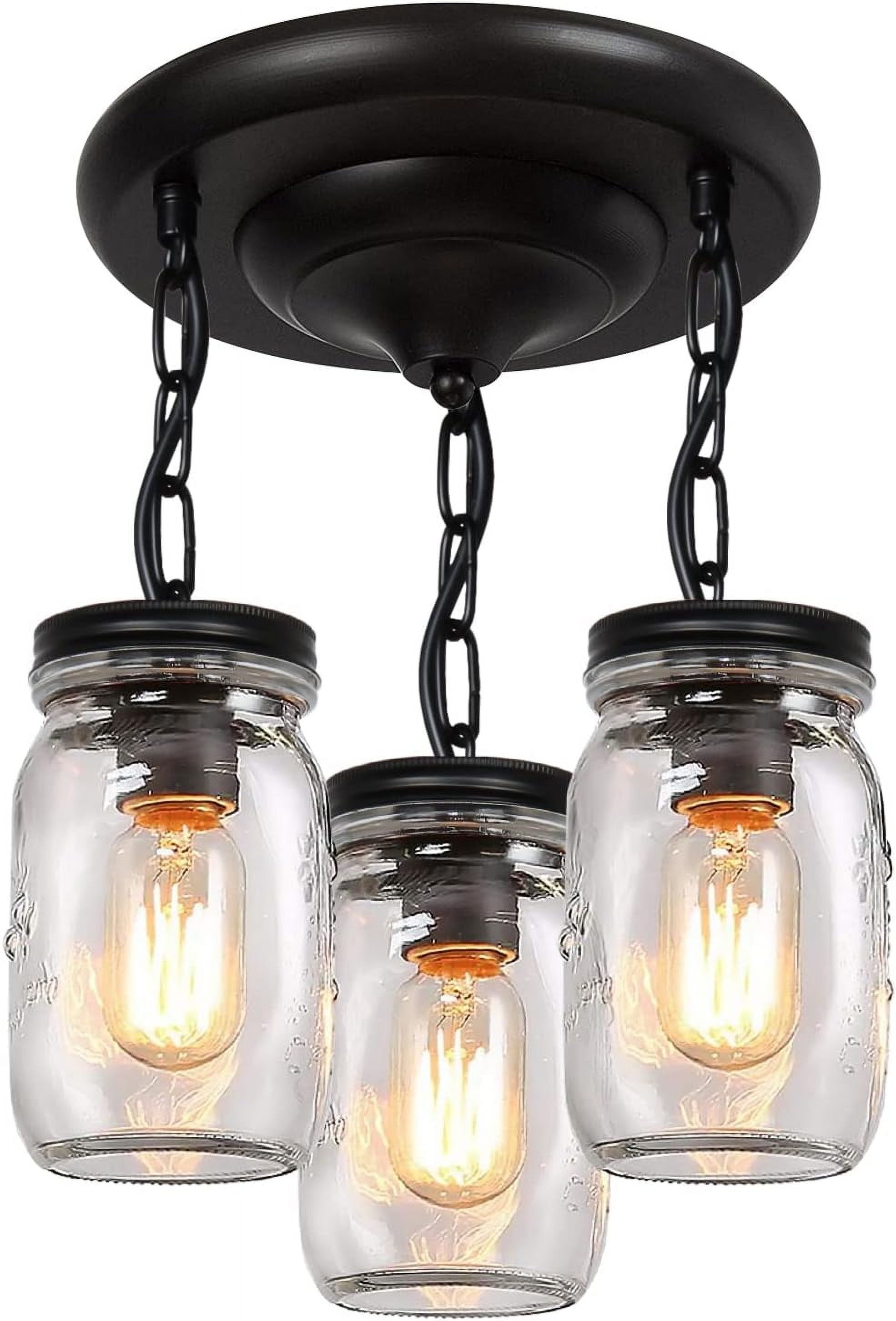 2 Pack Mason Jar Light Fixtures, 1Light Kitchen Island Light Glass Jar