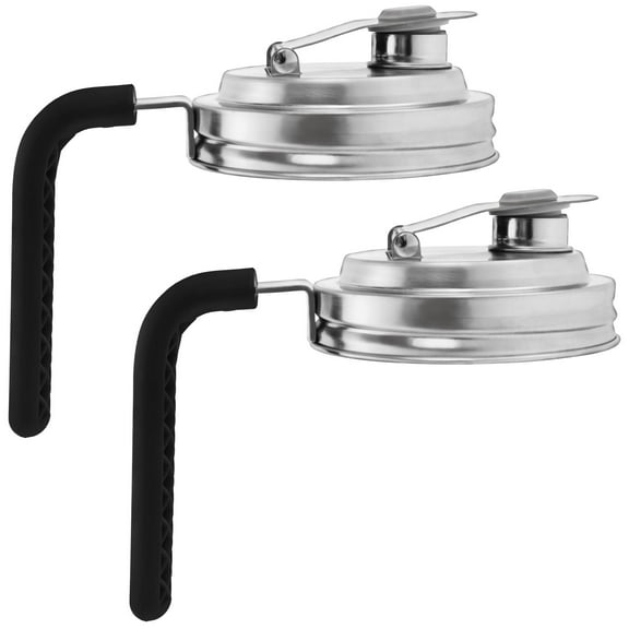2 Pack Mason Jar Pour Spout Lid for Wide Mouth Mason Jars,Anti Slip Stainless Steel Mason Jar Pitcher Flip Cap Airtight Handle Lid,Leak Proof Seal Cover