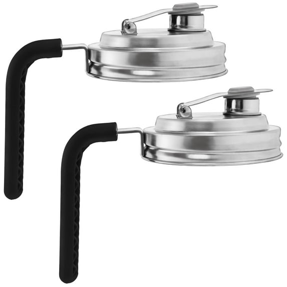 2 Pack Mason Jar Pour Spout Lid for Wide Mouth Mason Jars,Anti Slip Stainless Steel Mason Jar Pitcher Flip Cap Airtight Handle Lid,Leak Proof Seal Cover