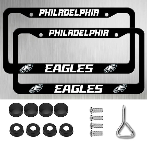 2 Pack Matte Black Aluminum License Plate Frames for Eagles,2 Holes Metal Universal Car License Plate Holder, Come with Screw