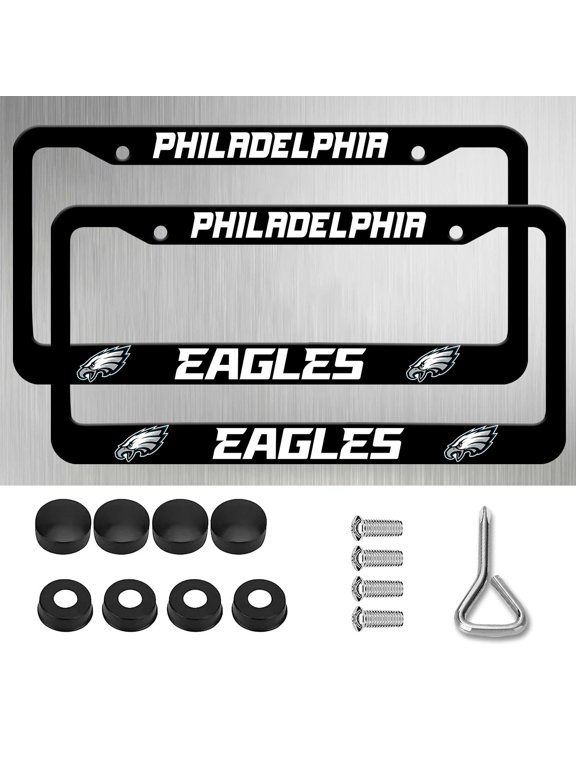 2 Pack Matte Black Aluminum License Plate Frames for Eagles,2 Holes Metal Universal Car License Plate Holder, Come with Screw