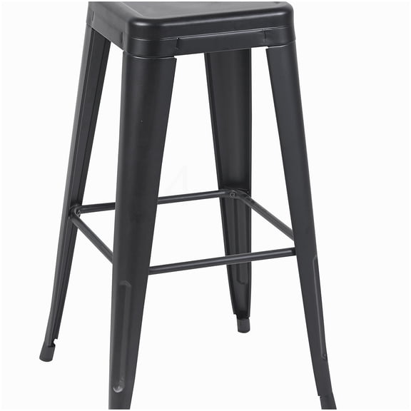 2 Pack Matte Black Bar Stools for Kitchen Island, 30" Counter Height Stools with Metal Frame, Easy Assembly Backless Stools for Dining Room