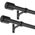 thumbnail image 1 of 2 Pack Matte Black Curtain Rods 36-72", Adjustable 1-Inch Window Curtain Rods, Telescoping Decorative Drapery Rods with Cap Finials, 1 of 14