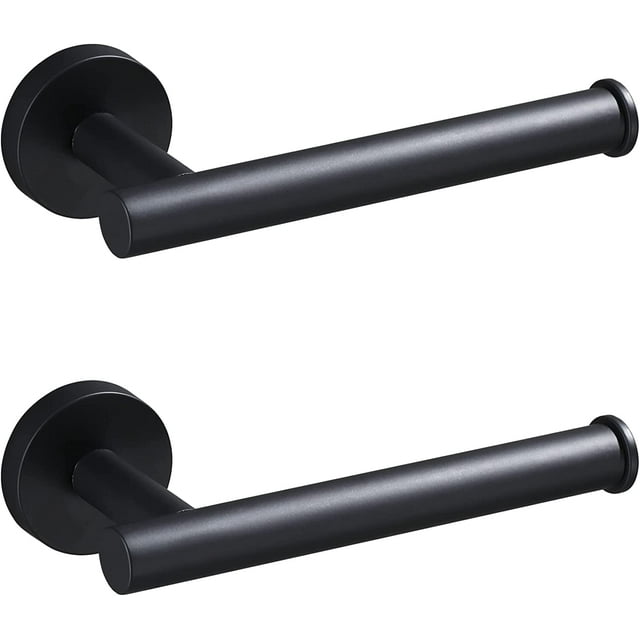2 Pack Matte Black Toilet Paper Holders Wall Mount, Durable SUS304 Stainless Steel, Modern ...