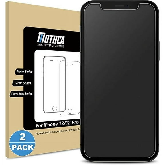 2 Pack Matte Glass Screen Protector for iPhone 12 Pro/12 Anti-Glare & Anti-Fingerprint Tempered Glass Clear Film Case Friendly Bubble Free for iPhone 12/12 Pro 6.1-inch (2020)-Smooth as Silk