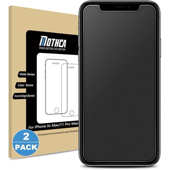 2 Pack Matte Glass Screen Protector for iPhone Xs Max/iPhone 11 Pro Max Anti-Glare & Anti-Fingerprint Tempered Glass Clear Film Case Friendly 3D Touch Easy Install Bubble Free - Smooth as Silk