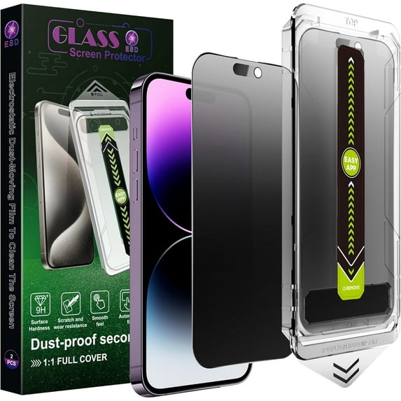 (2-Pack Matte Privacy Anti-Spy Screen Protector for iPhone 14 Pro Max/15 Plus/16 Plus (6.7-Inch),9H Tempered Glass,Anti-Glare,Full Coverage,Anti-Fingerprint,Auto Dust Removal,Bubble-Free