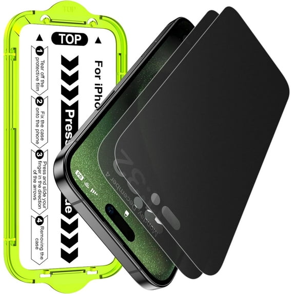 2 Pack Matte Privacy Glass Screen Protector for iPhone 15 Pro Max Anti-Glare & Anti-Spy,Anti-Reflection, Smooth as Silk, Military-Grade 9H Hardness,Flawless Fit Tray