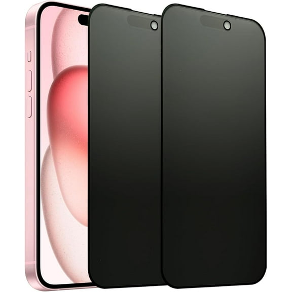 2 Pack Matte Privacy Screen Protector for iPhone 15 / iPhone 16 6.1 Inches, Anti-spy Anti-glare Eye Protection Scratch Resistant Tempered Glass Film, Full Coverage, Smooth & Sensitive Touch