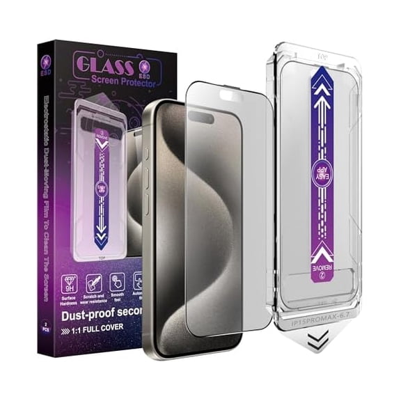 2-Pack Matte Screen Protector for iPhone 15 Pro Max 6.7-Inch, Auto Dust Removal, No Bubbles, High Definition Clear, Easy Installation