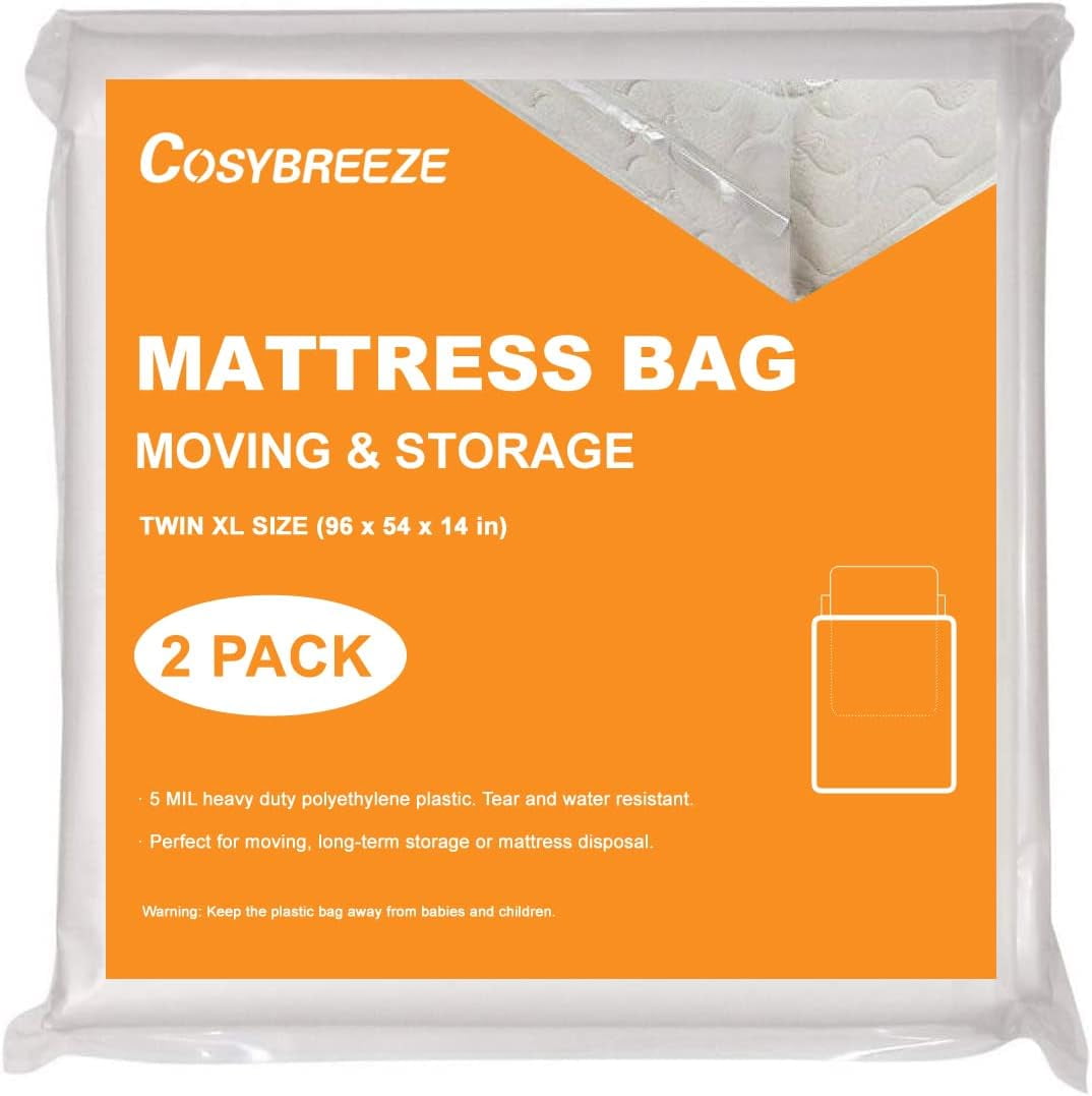 [2Pack] Mattress Bags for Moving, Mattress Storage Bag, 5 Mil Twin