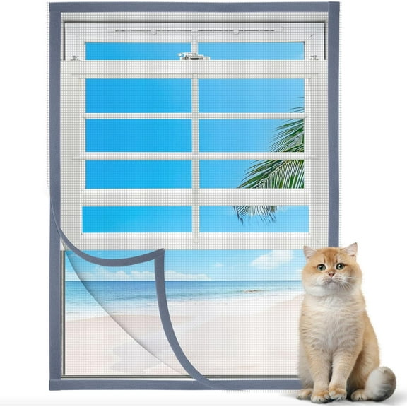 2 Pack Max 39"x 59" Adjustable Window Screen, Thick Self-Adhesive Mosquito Mesh with Reinforced Edge, DIY Temporary Nylon Window Screens Replacement
