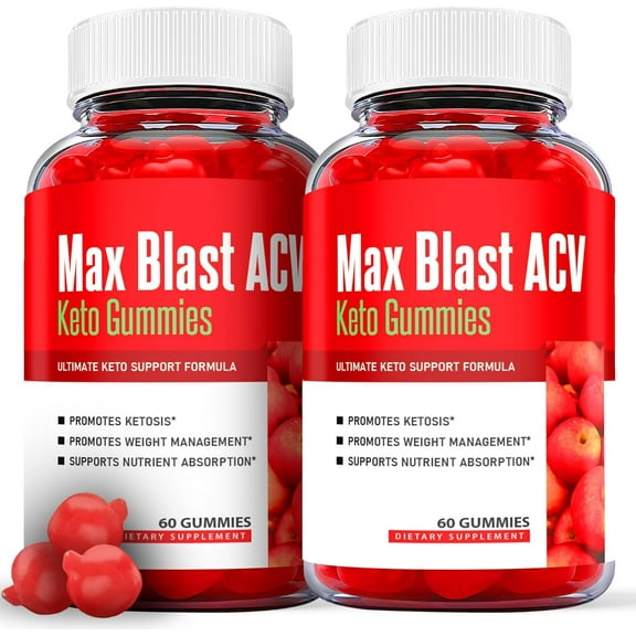 (2 Pack) Max Blast Keto ACV Gummies - Apple Cider Vinegar Supplement for Weight Loss - Energy & Focus Boosting Dietary Supplements for Weight Management & Metabolism - Fat Burn - 120 Gummies