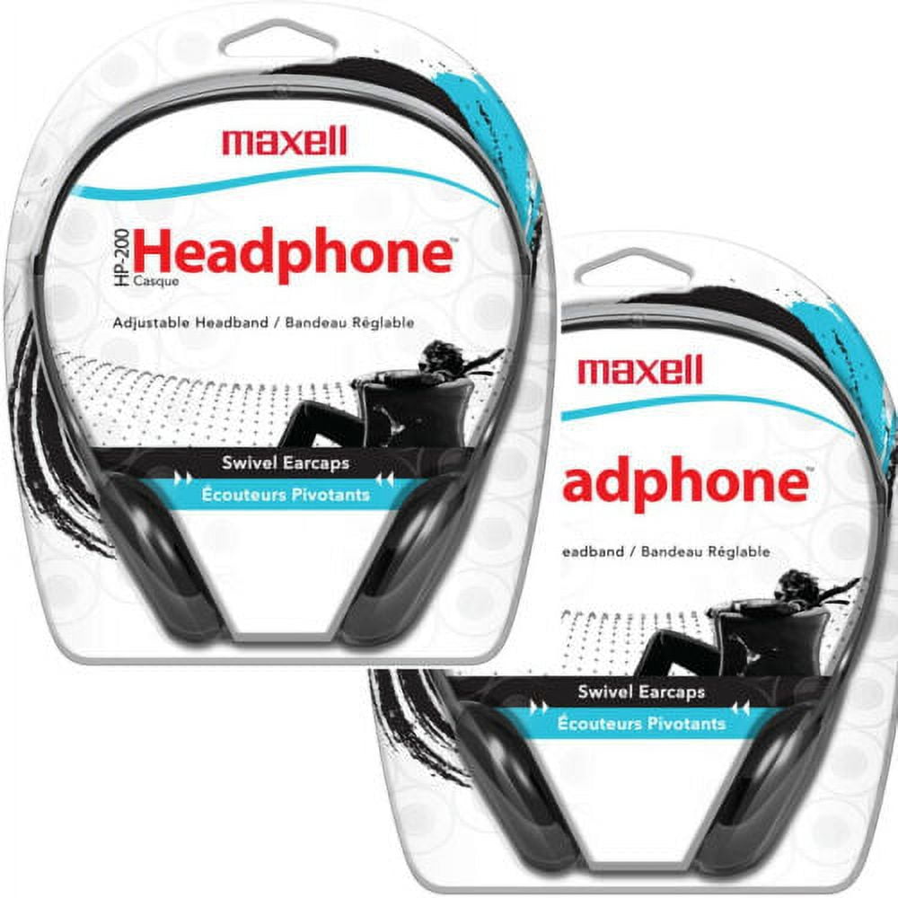 2 Pack Maxell HP-200 Lightweight Stereo Headphones, 190318