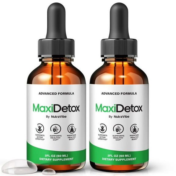 (2 Pack) MaxiDetox  Natural Daily Liquid Formula Designed to Align with Fitness Goals, Support an Active Lifestyle & Body Balance | Easy 1-Drop Formula (60 Servings)