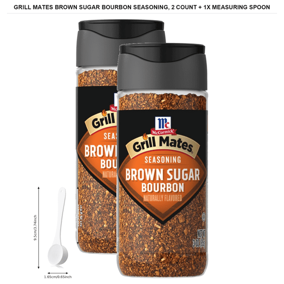 2 Pack | McCormick Grill Mates Brown Sugar Bourbon Seasoning, 3 oz Each with 1x Measuring Spoon