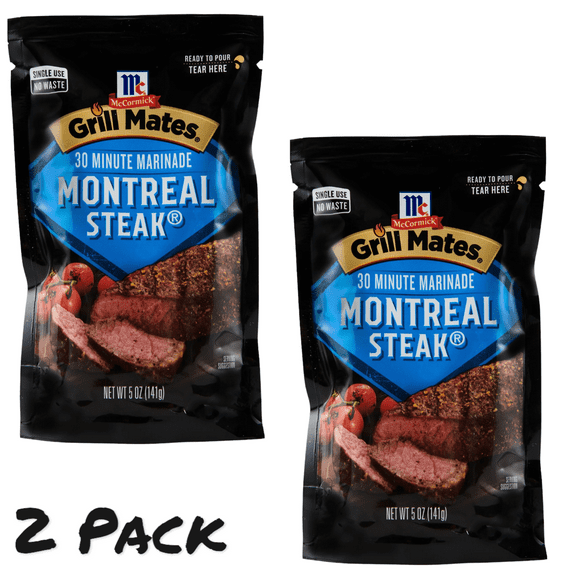 ( 2 Pack) McCormick Grill Mates Montreal Steak Single Use Marinade, 5 oz Pouch
