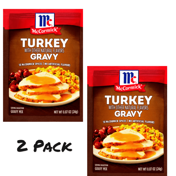 ( 2 Pack ) McCormick No Artificial Flavors Turkey Gravy Seasoning Mix, 0.87 oz Envelope