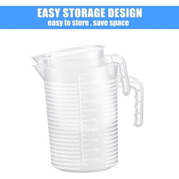 2 Pack Measuring Cup Set, Includes 500Ml and 1000Ml Plastic Liquid Measuring Cups- Baking, Cooking, Mixing & Measuring Cups, Microwave and Dishwasher Safe Essential Kitchen Tools
