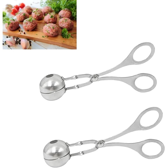 2 Pack Meat Baller Stainless Steel Meatball Scoop Ball Maker None-Stick Baller Tongs Meat Ball Maker Mold Cake Pop,Ice Tongs,Cookie Dough Scoop for Kitchen Cooking