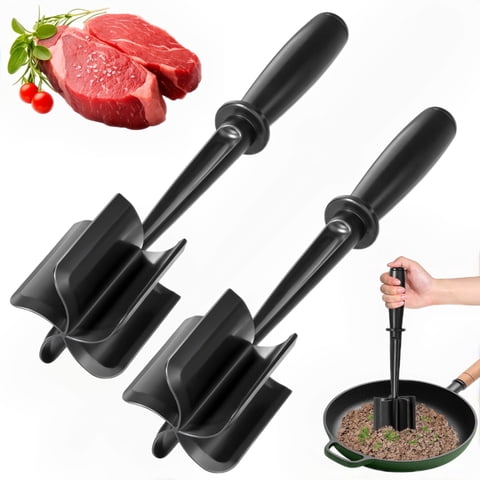 Gimgong Meat Chopper, 5 Curved Blade Cooking Utensil, Heat Resistant Kitchen Tool for Ground Beef, 2 Pack